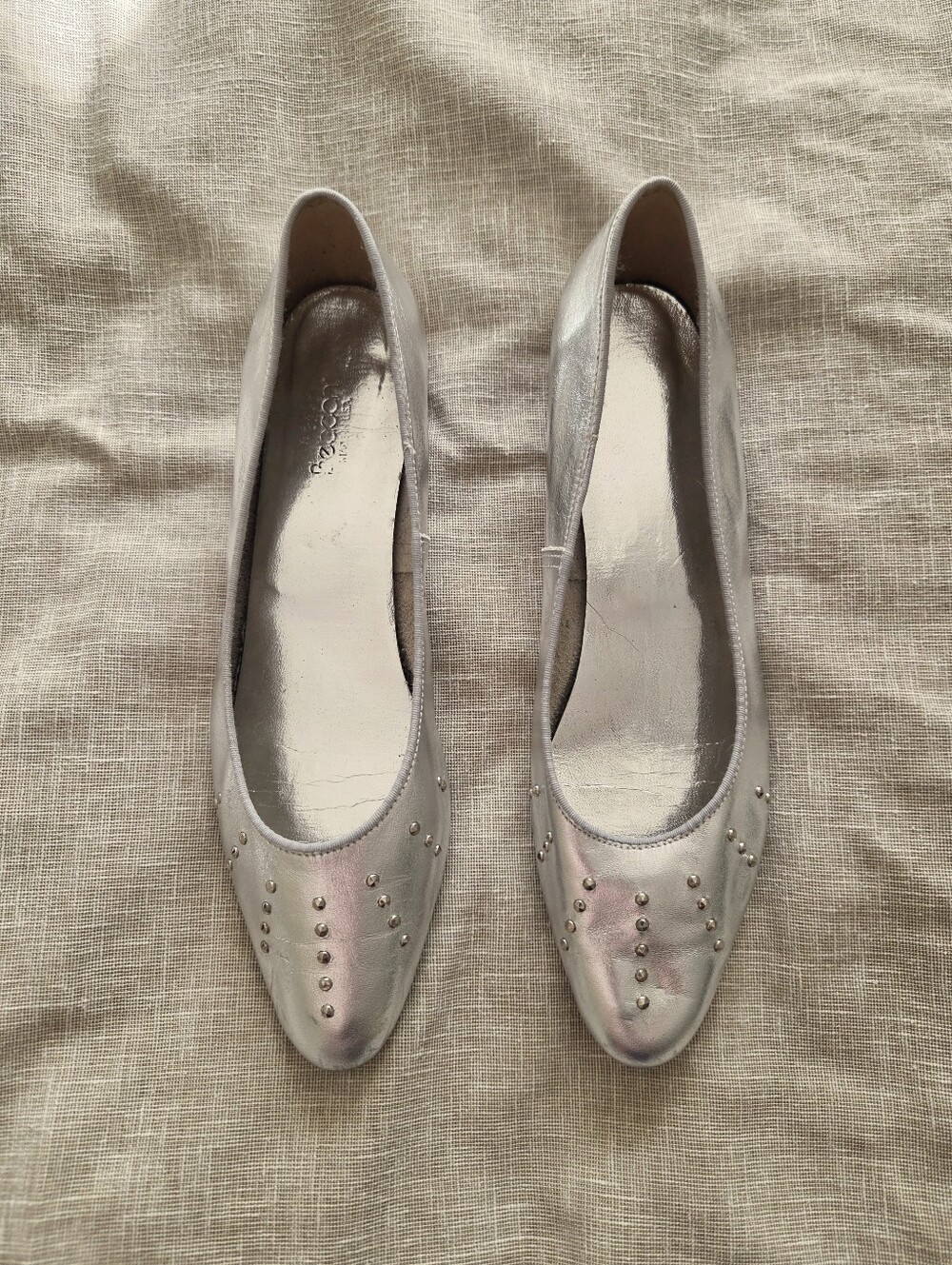 Vintage Beacon Silver Studded Women's Ballet Flats 8.5 N